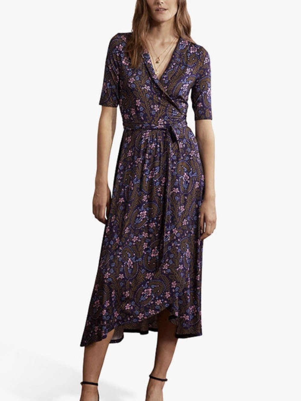 Boden Lavinia Jersey Wrap Dress in French Navy size 16